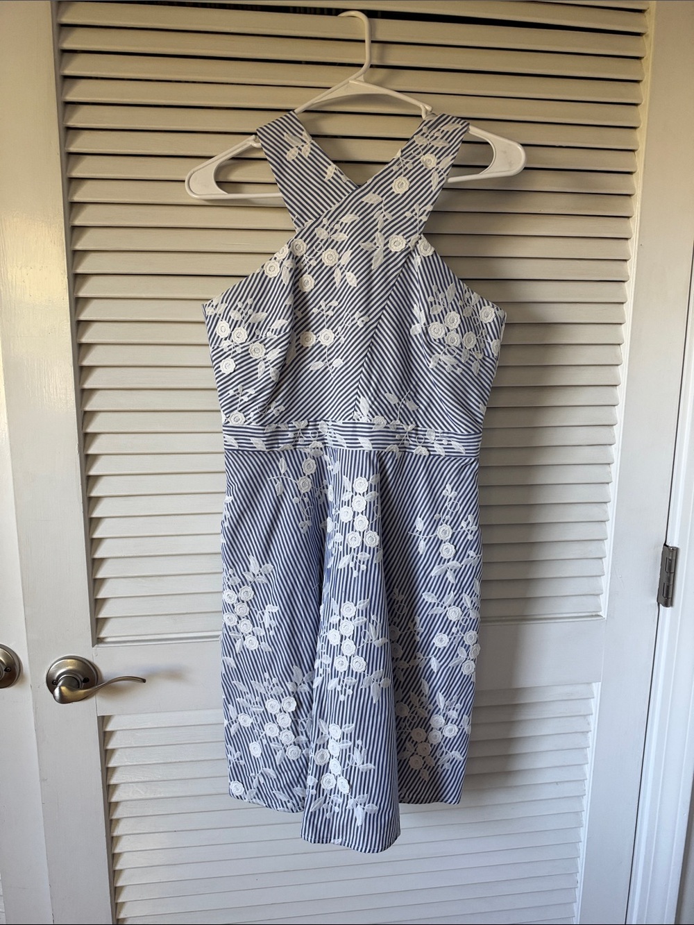 Sam Edelman Blue and White Striped Floral Mini Dress
